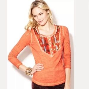 Free People Tiger Eyes Sequin Henley